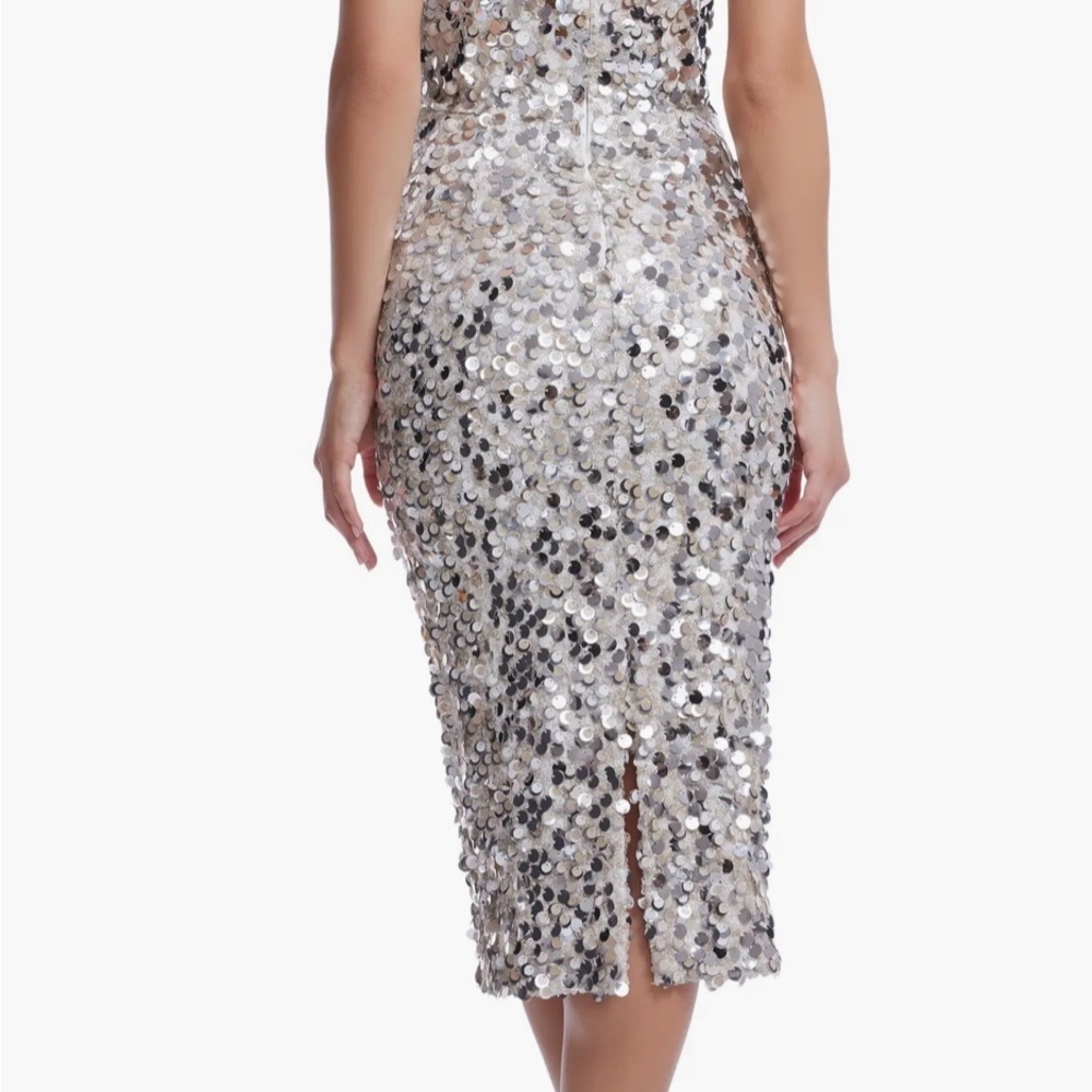 Dress the Population Silver Sequin Midi Dress - Picture 3 of 7